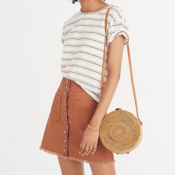 Madewell High Waist Snap A-Line Skirt in Burnt Sienna Size 0 - Picture 3 of 10
